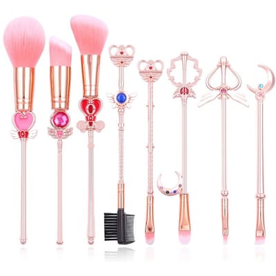 8 stuks Anime Sailor Moon Make-up Kwasten Collectie dame Meisjes Mode Kwasten Basis Cosmetisch Wenkbrauw Oogschaduw Kwast Gereedschap Pincel white