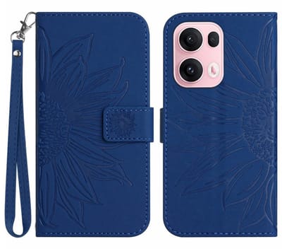 Coverup Hoesje - Geschikt voor OPPO Reno13 Pro 5G Hoesje - Coverup Zonnebloem Book Case met Koord - Blauw