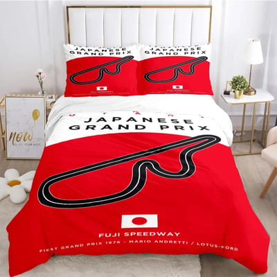 Housse de couette de luxe à imprimé 3D F1 Piste internationale Ensemble de literie couette douce et taie d'oreiller Simple/Double/Queen EU Single 135x200cm