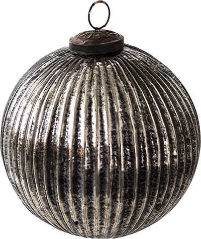 Clayre & Eef Kerstbal Overig Ø 12 cm Zwart Zilverkleurig Glas Kerstballen