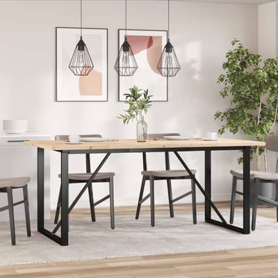 vidaXL - Eettafel - O-frame - 180x90x75,5 - cm - massief - grenenhout - en - staal
