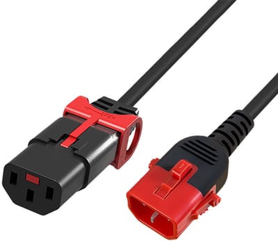 ACT Netsnoer C13 IEC Lock+ - C14 IEC Lock Dual Locking zwart 3 m, PC3605 AK5505