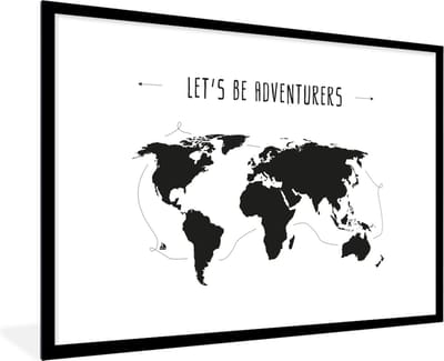 Poster in lijst - Fotolijst 120x80 cm - Posters - Wereldkaart - Quote - Zwart - Wit - Kindje - Jongetjes - Meiden - Posterlijst zwart - Decoratie - Wanddecoratie woonkamer - Muurdecoratie slaapkamer
