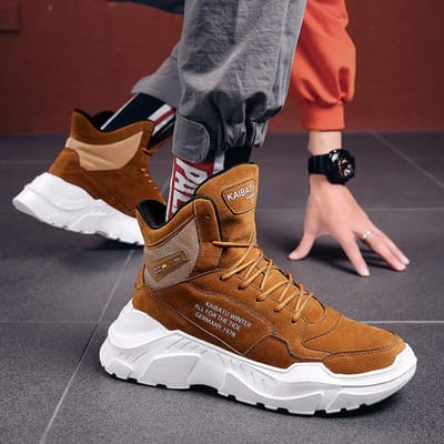 Heren Winter Herfst Warm houden Chunky Hoge Tops Schoenen Mannelijk Rubberen Zool Sneakers Plimsolls Espadrilles Man Super cool Trainers 43