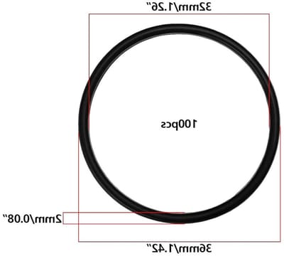 Set van 100 Nitril O-ringen, afdichtringen, vervangingsonderdelen voor kraan en sanitair, 36 mm OD, 32 mm ID, 2 mm breedte