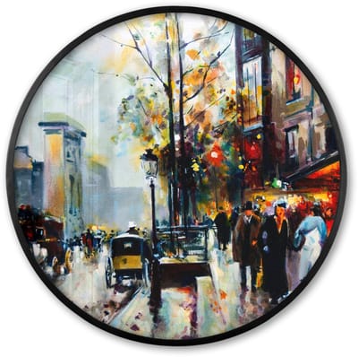 Poster in lijst Rond - Fotolijst 60x60 cm - Posters - Schilderij - Stad - Olieverf - Ronde posterlijst zwart - Decoratie - Wanddecoratie woonkamer - Muurdecoratie slaapkamer