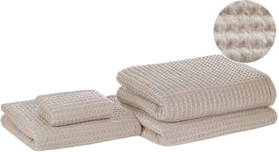 AREORA - Handdoek set van 4 - Beige - Katoen