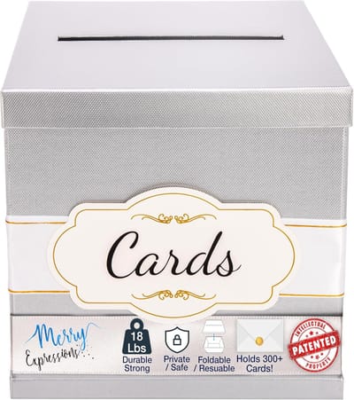 Elegante Zilveren Kaartendoos voor Bruiloft en Feesten - 25x25 cm - Luxe Herinneringen en Cadeaus