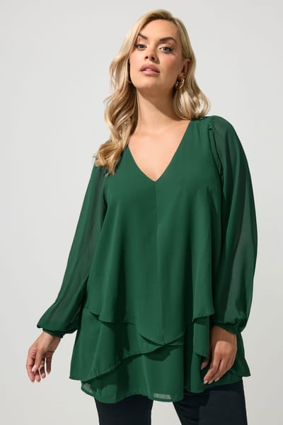 Yours London Groene Gelaagde Blouse Size 42
