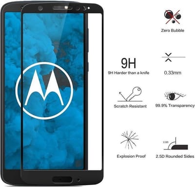DrPhone Moto G6 Glas 4D Volledige Glazen Dekking Full coverage Curved Edge Frame Tempered glass Zwart - Official DrPhone