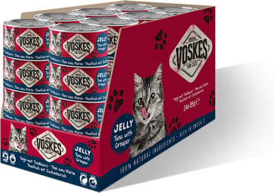 Voskes Kattenvoer Nat Tonijn met Tandbaars - 24 x 85 gr - Voordeelverpakking