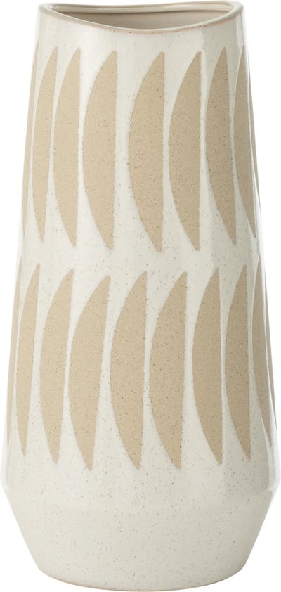 J-Line vaas Kai - keramiek - beige/wit - large - 40 cm hoog