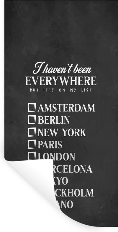 Muurstickers - Sticker Folie - Spreuken - Quotes - I haven't been everywhere but it's on my list - Barcelona - 40x80 cm - Plakfolie - Muurstickers Kinderkamer - Zelfklevend Behang - Zelfklevend behangpapier - Stickerfolie