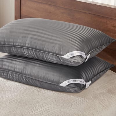 Set van 2 Kussens voor Slapen - Zacht Synthetisch Dons Kussen - Luxe Hotelkwaliteit - Queen Maat 50x65 cm - Grijs