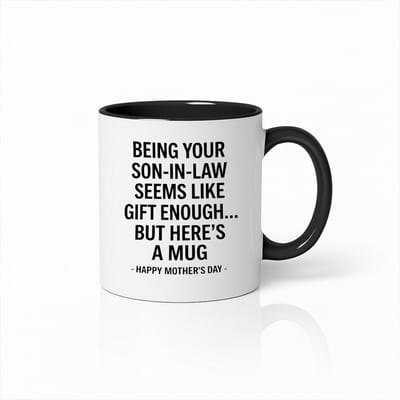 Moederdag Cadeau Mok - Grappige Tekst Schoonzoon - Zwart/Wit Koffiemok - 330ml