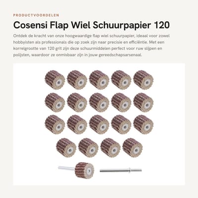 Dailygoods- Schuurpapier Set 20 Stuks 120 Grit - Flap Wiel Schuurschijf - Zinklegering Doorn - Geschikt voor Slijpen en Polijsten - 13x12x3mm - Brede Toepassing