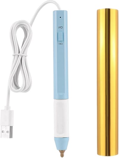 Craft Pen Tool met Grease Tip 2.5mm en Gouden Glimmer Hot Foil Roll Set voor Glossy Folie op Papier, Hout en Leer, USB 5V Actieve Pen