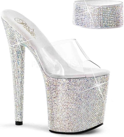 Pleaser - BEJEWELED-812RS Sandaal met enkelband, Paaldans schoenen - Paaldans schoenen - 35 Shoes - Zwart