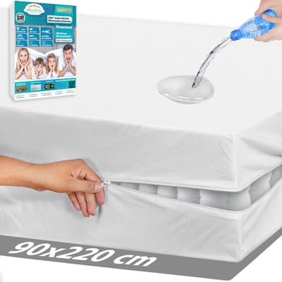 Luxe Waterdichte Matrashoes Met Rits - Matrasvernieuwer 90 x 220 cm - Anti Bedbug - Allergie, Huisstofmijt en Antibacteriële - 100% Waterdichte en Bedwantsbestendige Matrasbeschermer Molton - Ritssluiting