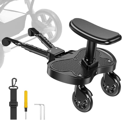 Meerijdplank Kinderwagen - Buggy Plank - Reizen met twee kinderen - Universeel en verstelbaar - Tot 25 kg - Zwart