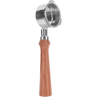 Porte-filtre sans fond 51 mm Acier inoxydable 3 oreilles Porte-filtre sans fond Porte-filtre avec manche en bois F Jacoranda