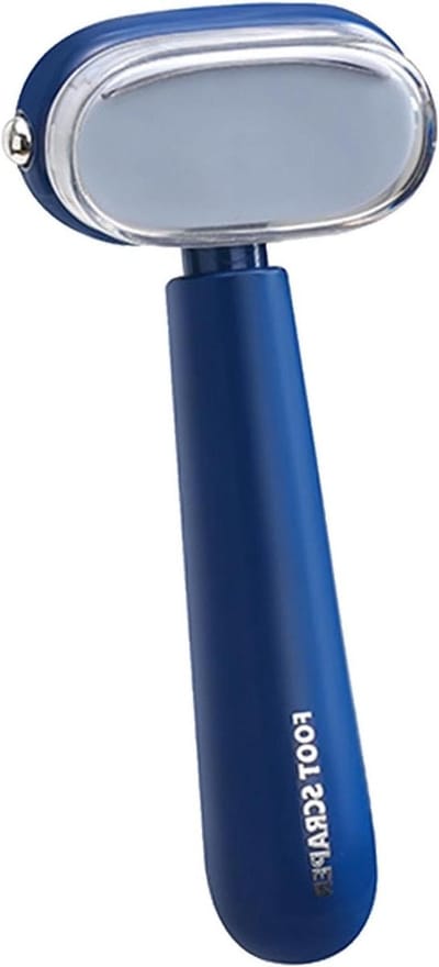 Voetrasp Dubbelzijdig - Voetvijl Handvat - Voetverzorging Thuis - Roestvrij Staal - 11.5 cm - Wit Blauw