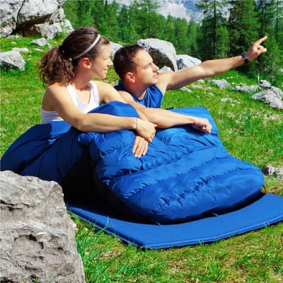 2-in-1 Dubbele Slaapzak XL – Om te Vormen tot 2 Enkele Slaapzakken – Extra Ruime 2-Persoons Camping Slaapzak – Zwart