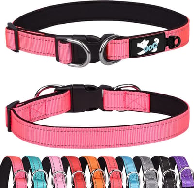 Dailygoods- Hondenhalsband Gewatteerd - Verstelbaar - Reflecterend - Zacht Neopreen - Maat S/M/L - Geschikt voor Kleine/Middelgrote/Grote Honden - Hondentuig