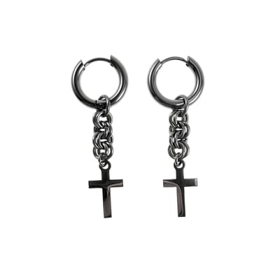 Oorbellen Unisex - ∅15mm x 2,5mm Oorringen met Afneembaar Kruishanger - Gepolijst RVS - Handgemaakt door esde2