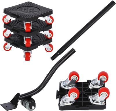 Meubel Verhuisrollers Set - 4 Stuks - Met Hefboom - 360° Draaibaar - Draagvermogen 400 kg - Voor Zware Meubels