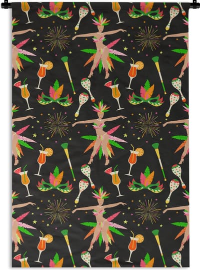Wandkleed - Wanddoek - Brazilië - Carnaval - Patroon - 60x90 cm - Wandtapijt