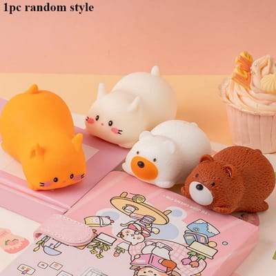 Schattige Simulatie Beer Squishy Fidget Speelgoed Kawaii Kat Langzame Terugslag Stressverlichting Sensorisch Knijpspeelgoed Voor Volwassenen Kinderen Vakantiecadeaus orange