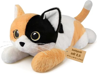 Gewogen Pluche Kat - Knuffel Kat - Ontspanning Thuis - Zacht Katoen - 60 cm - Wit Zwart Oranje
