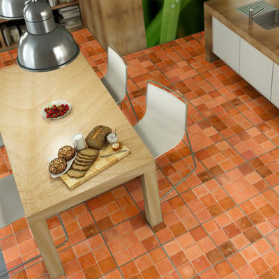 Antislip vloerstickers met beschermlaag - 24 terracotta vloertegelstickers van Ostriconi - 80x120cm - 24 stickers 20x20cm