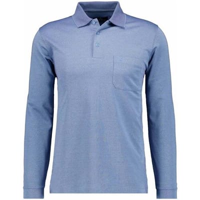 Ragman Polo Softknit Easy Care Mini Jacquard Design Blauw / male
