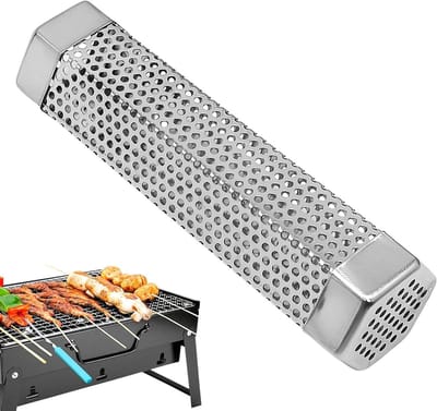 Rookbuis Grill - Pellet Smoker - Barbecue Smaken - Gelijkmatige Rookverspreiding - 20 cm - Zilverkleurig