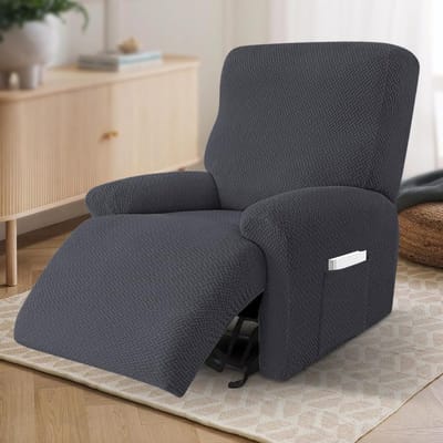 Stoelbeschermer met Armleuningen, 4-Delige Inclusieve Bescherming voor Relaxstoelen en Sofas met Opbergvakken - Donkergrijs, Slijtvast en Waterdicht