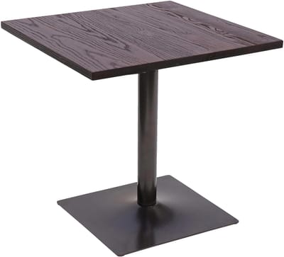 Bistrotafel MCW-H10, bartafel, industriële gastro metalen tafel van massief iepenhout MVG 70x70cm ~ donkerbruin