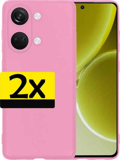 Hoesje - 2 Stuks - Geschikt voor OnePlus Nord 3 - Sterk & Shockproof - Case Siliconen - Back Cover - Telefoon Hoes - Telefoonhoesjes - Lichtroze