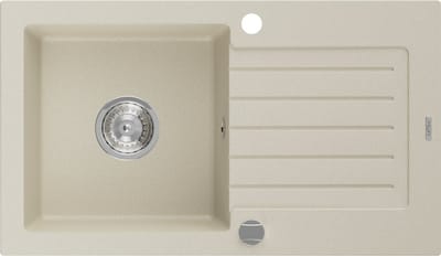 Mexen Pablo granieten spoelbak 1-kompartment met afdruiprek 752 x 436 , beige, sifon chroom - 6510751010-69