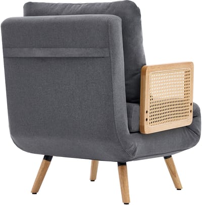 Fauteuil - 3-In-1 Slaapfauteuil - Handmatig Verstelbare Rugleuning Met 5 Standen - Voor Woonkamer En Logeerkamer - Linnen Grijs