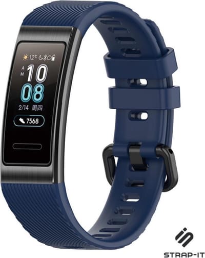 Siliconen Smartwatch bandje - Geschikt voor Huawei band 3 / 4 Pro silicone band - donkerblauw - Strap-it Horlogeband / Polsband / Armband