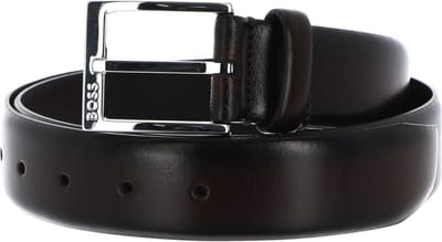 BOSS Leren Riem Elloy Sz35 Leather Belt W110 Dark Brown Donkerbruin