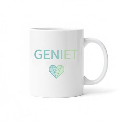 Geniet – Inspirerende Koffiemok met Hart Design 330 ml | Positief & Motiverend Cadeau voor Elke Dag