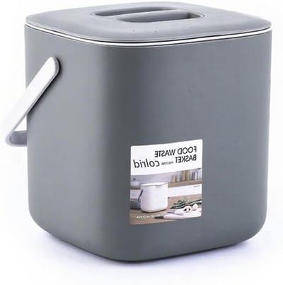 Compostemmer van 4 liter voor keukenafval met deksel en handvat, geurvrij met actieve koolfilter, vaatwasmachinebestendig, ideaal voor organisch afval en eenvoudig schoon te maken