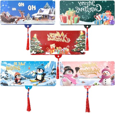 Kerstgeldhouder - Muntkaarten - Feestelijk Geld Delen - 10 Vakken Organisatie - 5 Stuks - Multicolor