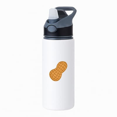 Hacebo® - Pinda's waterfles met rietje zwart - Pinda - Liefhebbers van eten - Peulvruchten - noten - water fles - 650ML
