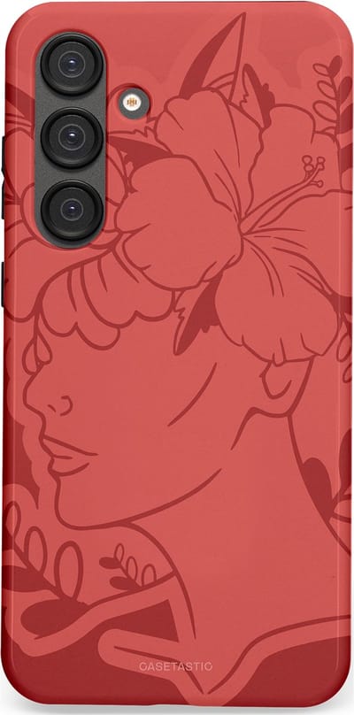 Casetastic hoesje geschikt voor Samsung Galaxy S25 Plus - Dubbellaagse bescherming - Bloemenfluistering - Fashion Case - Koraal Terracotta