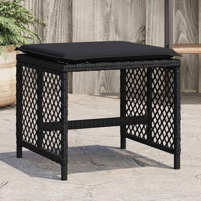 vidaXL - Tuinkrukken - 4 - st - met - kussens - 41x41x36 - cm - poly - rattan - zwart