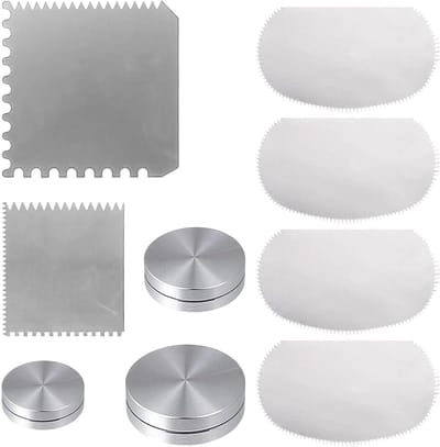Gekartelde metalen liniaal - Kleisnijder set - Keramiek bewerken - Roestvrij staal - 12 x 12 x 3 cm